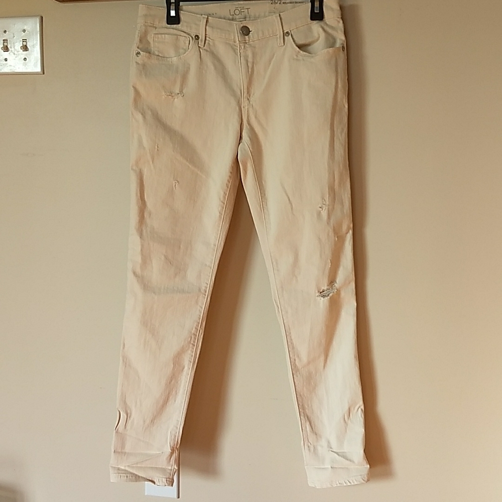 Loft distressed relaxed skinny jeans